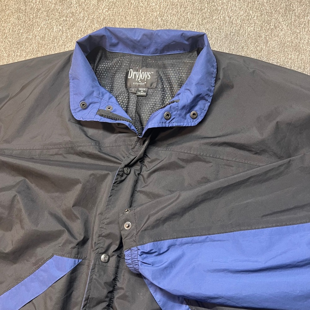 FootJoy DryJoys Mens Large Golf Jacket Windbreaker Black Blue Full Zip Mesh